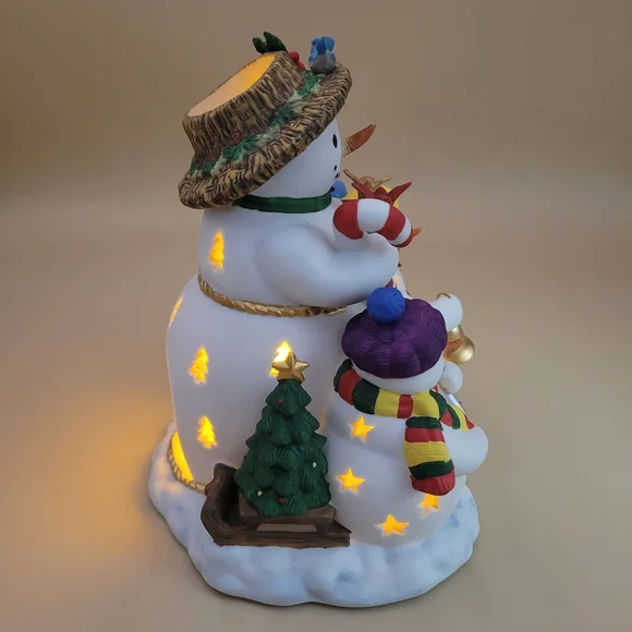 Retired Partylite P7702 Snowbell Snowman Family Ceramic Tealight Holder NWOB - Picture 6 of 8
